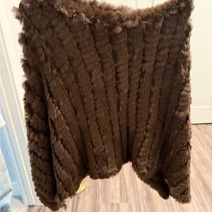 Black Rivet Brown Faux Fur Wrap